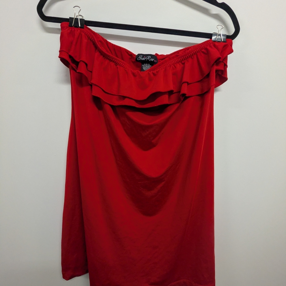 Red Off-Shoulder Ruffle Dress